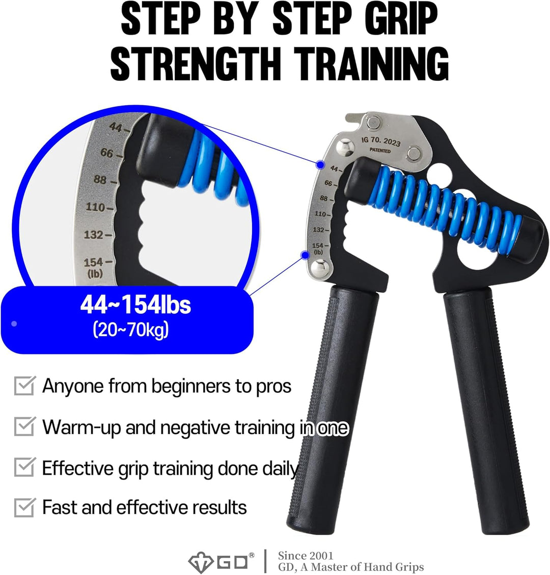GD IRON GRIP 70 Handtrainer (verstellbarer Handgriff) Handgelenk- und Unterarm-Krafttrainer Handtrai