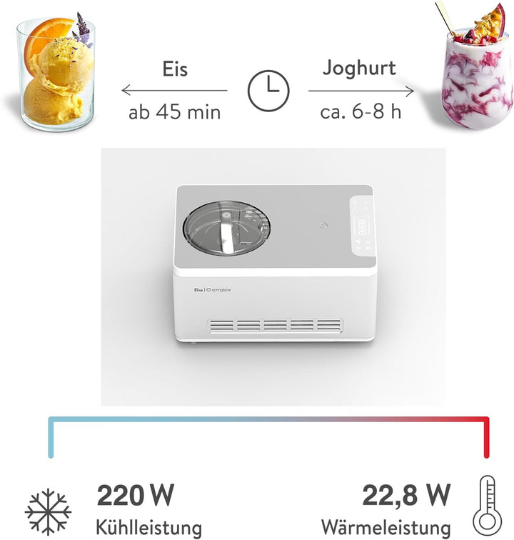 SPRINGLANE Eismaschine & Joghurtbereiter Elisa 2,0 L mit selbstkühlendem Kompressor 220 W inkl. Edel