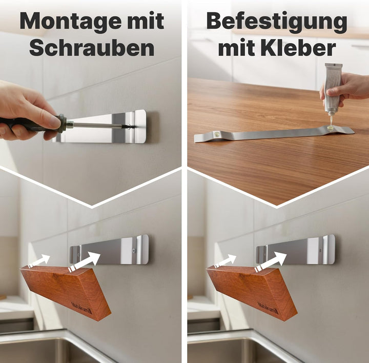 Matakumi Magnetleiste Messer 40x6cm Akazienholz - Messerleiste Magnetisch Selbstklebend oder Schraub