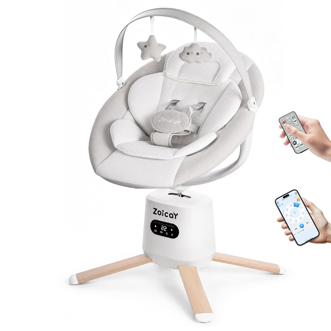 Babywippe Elektrisch Zoicay Baby wippe Elektrisch mit 9 Schaukelmodi 360° sitzdrehung Timing und Mus
