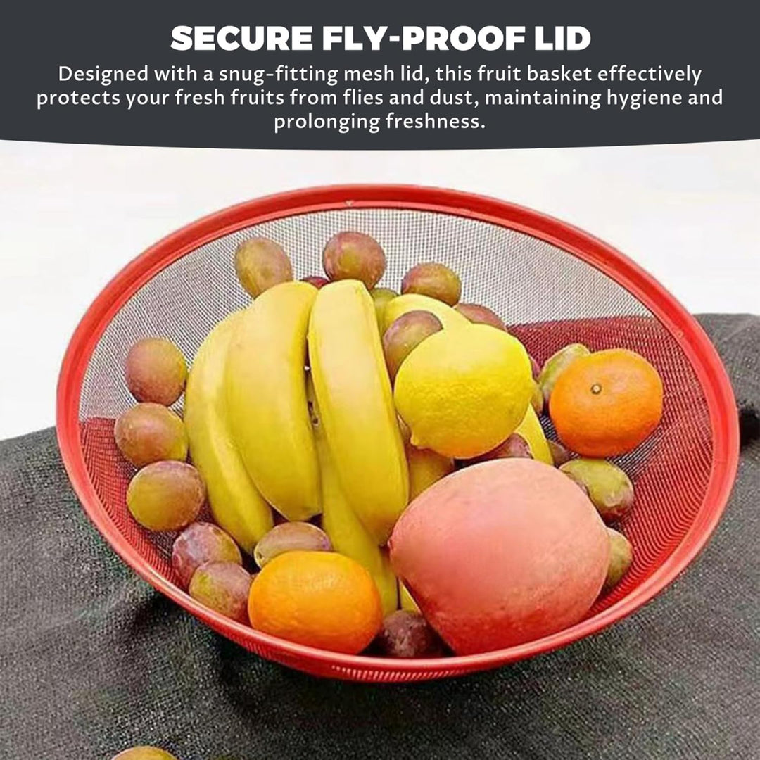 2 Stück Netz-Obstkorb mit Deckel, 27, 9 cm grosse Metall-Obstschale mit niedlichem Griff und erhöhte