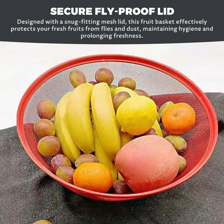2 Stück Netz-Obstkorb mit Deckel, 27, 9 cm grosse Metall-Obstschale mit niedlichem Griff und erhöhte