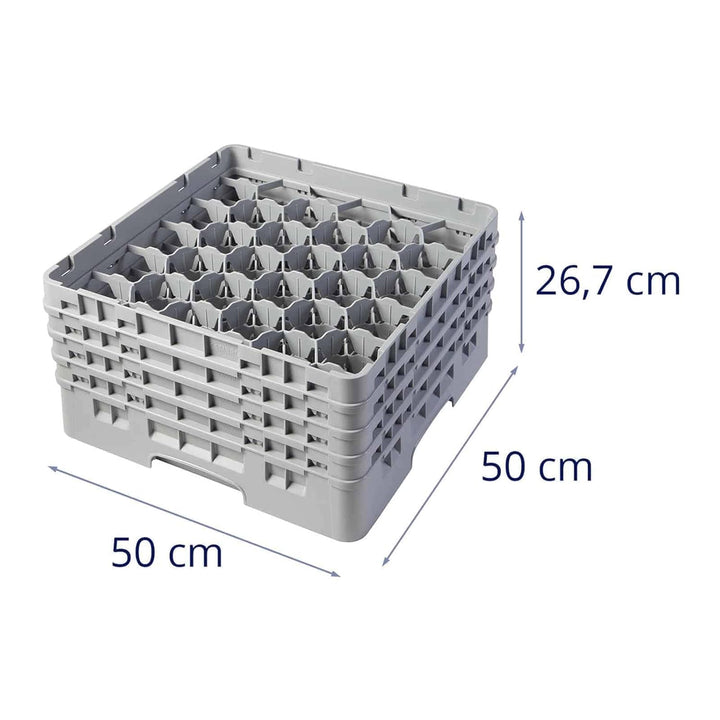 Cambro 30S800 Camrack Polypropylen Körbe für Stiel und Bechergläser mit 30 Fächern, 1/1 Grösse, Grau