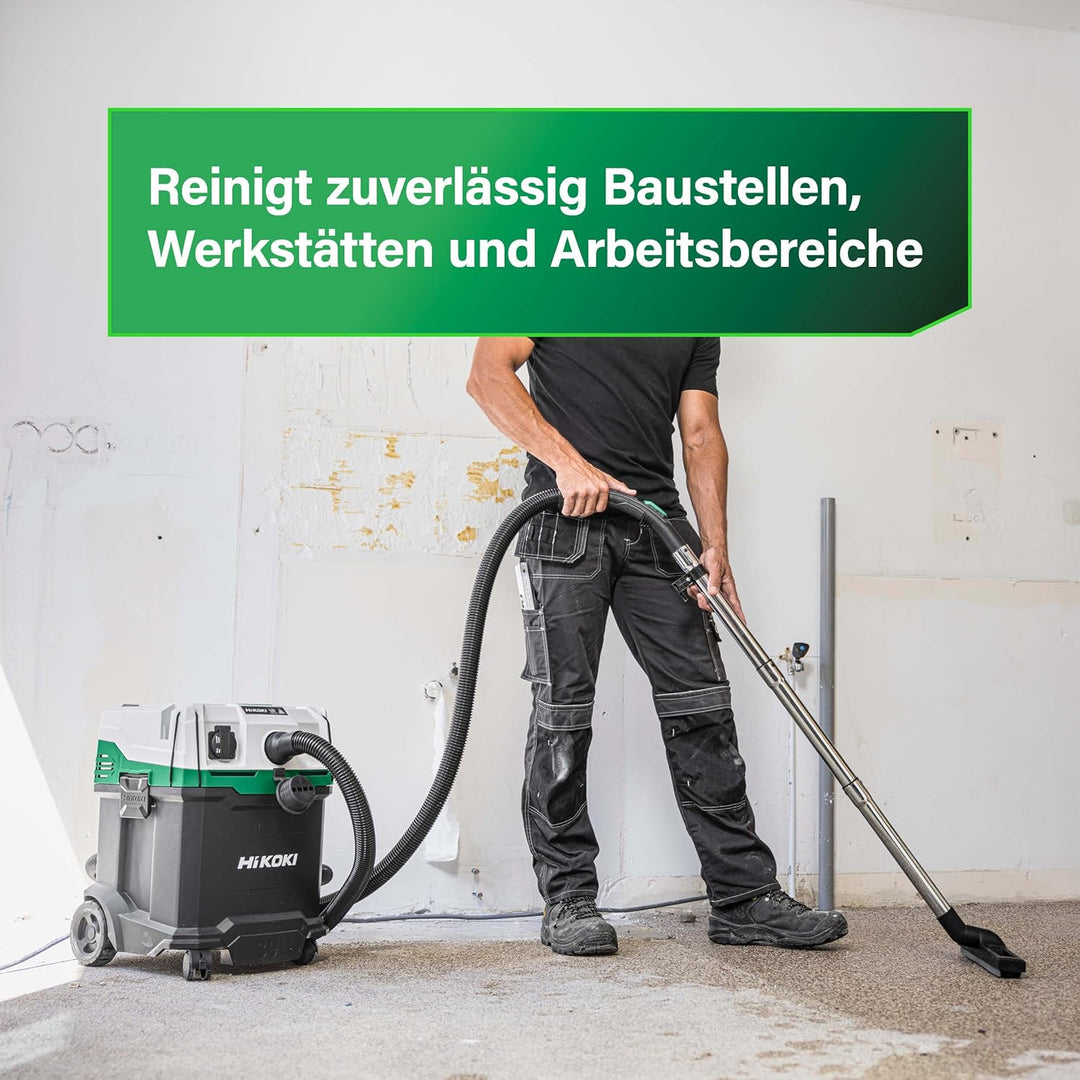 Hikoki Nass- und Trockensauger - 1200 W, 30 L, H-Klasse, Kompakt und Leicht, Manuelle Filterreinigun