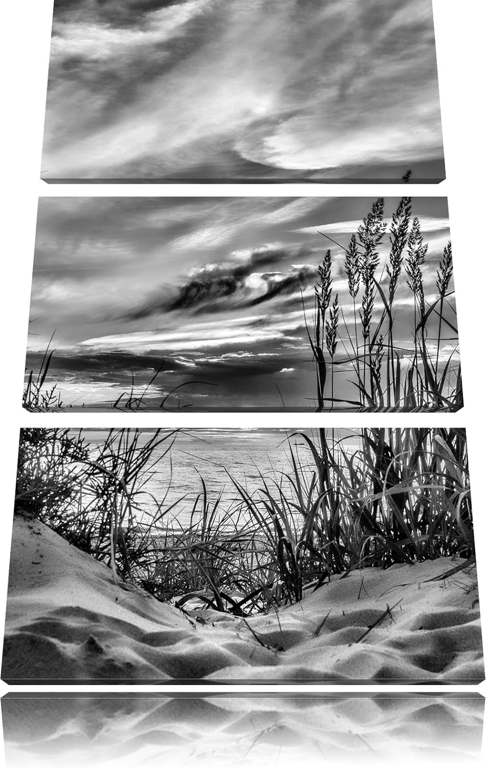 Pixxprint Sanddünen mit Gras als Leinwandbild/Grösse: 3 Teilig (120x80) cm/Wandbild/Kunstdruck/ferti