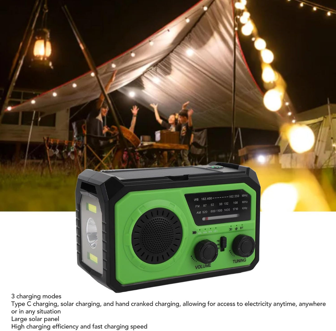 Notfall-Kurbelwetter-Radio mit 16.000 MAh-Akku, 3 Ladeoptionen, Solarradio mit Kompass, Taschenlampe