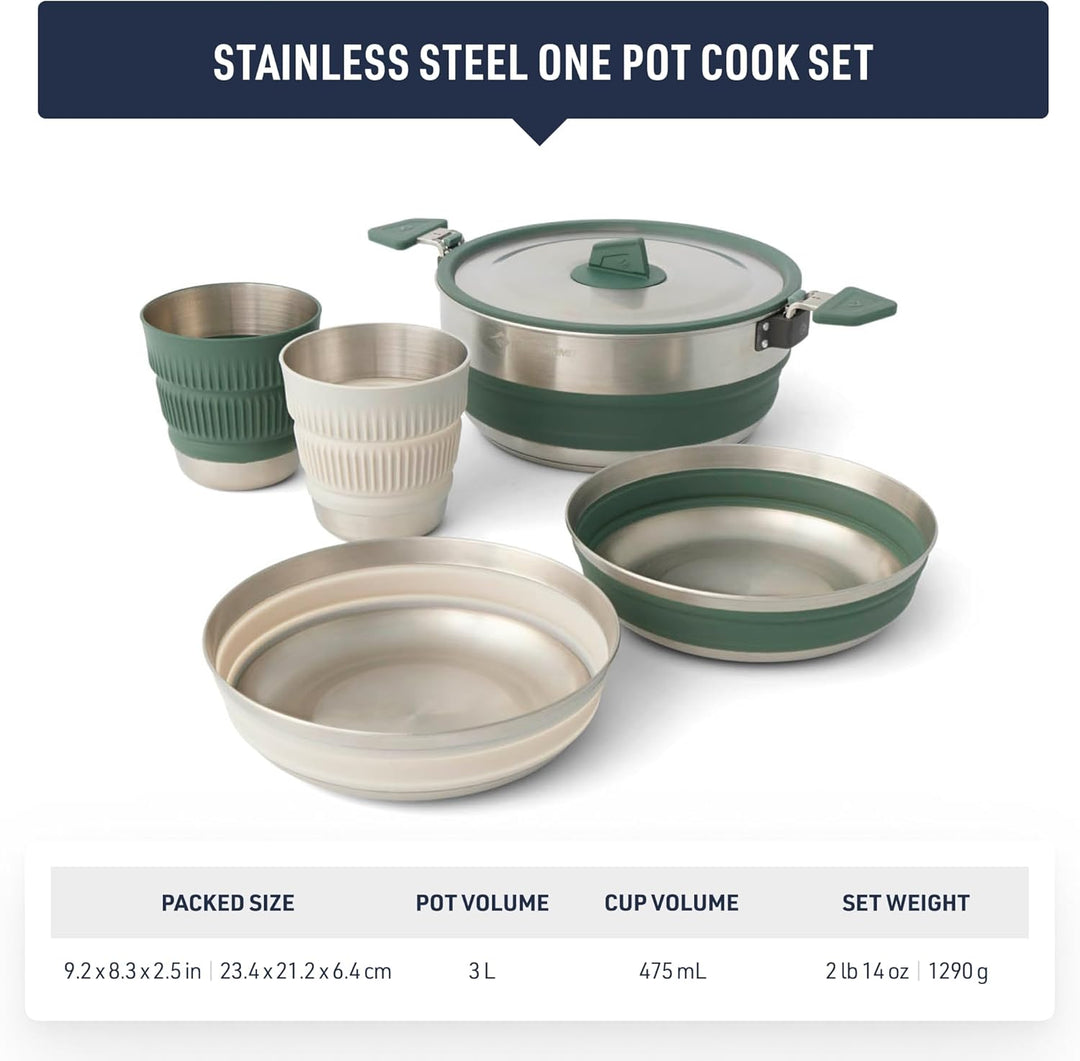Sea to Summit Detour Stainless Steel One Pot Cook Set 2P 5-teilig - Kochset green-grey