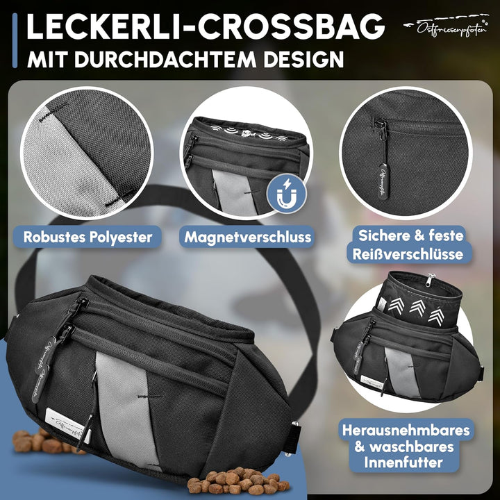 Leckerli-Crossbag 'Ubbo' für Hunde aus hochwertigem Polyester mit Einhandmagnetverschluss - Leckerli