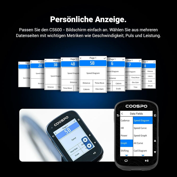 COOSPO Farbtouchscreen GPS Fahrradcomputer CS600, Wireless IPX7 Wasserfestes Fahrrad-GPS-Tachometer