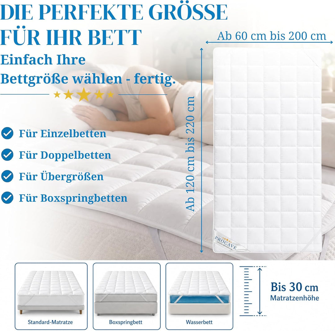 PROCAVE Matratzenschoner Micro-Comfort - Matratzenbezug - Matratzentopper - atmungsaktive Matratzena