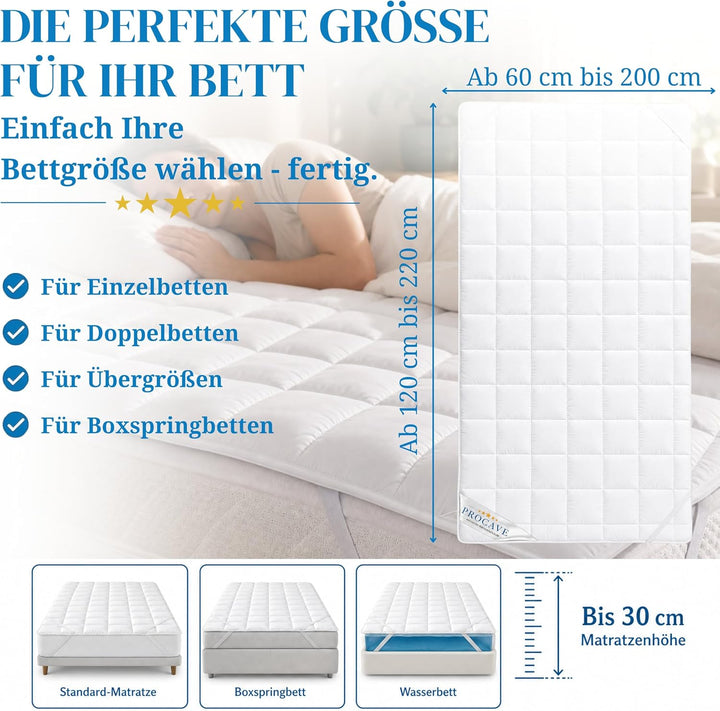 PROCAVE Matratzenschoner Micro-Comfort - Matratzenbezug - Matratzentopper - atmungsaktive Matratzena
