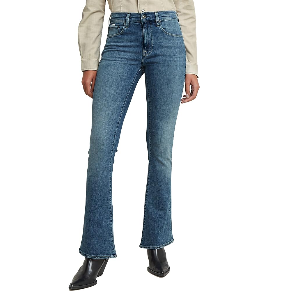 G-STAR Damen 3301 Flare Jeans 23W / 28L Blau (Faded Icy Blue D21290-d987-h280), 23W / 28L Blau (Fade