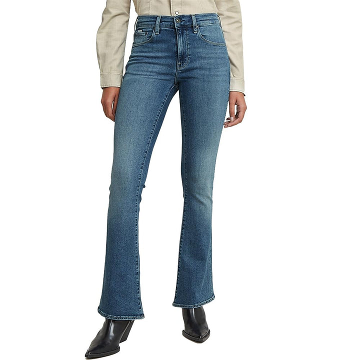 G-STAR Damen 3301 Flare Jeans 23W / 28L Blau (Faded Icy Blue D21290-d987-h280), 23W / 28L Blau (Fade