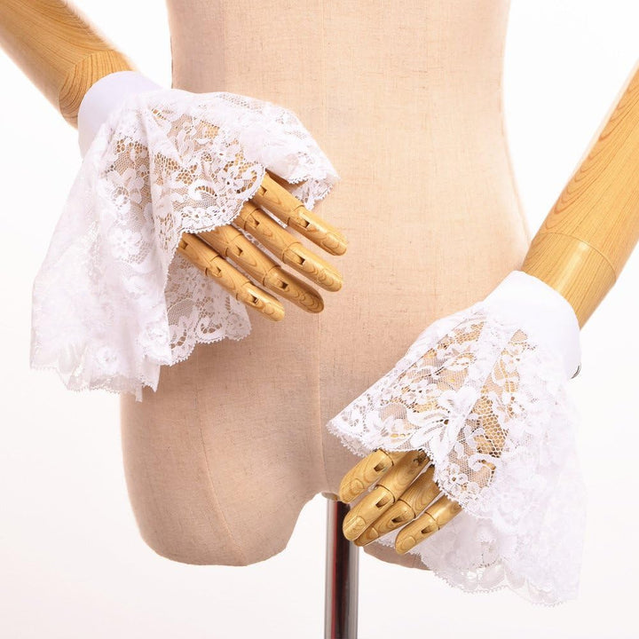 BLESSUME Jabot Kragen Viktorianisch Halskrause Spitze Jabot Kostüm Gross Weiss Jabot Manschetten Ein
