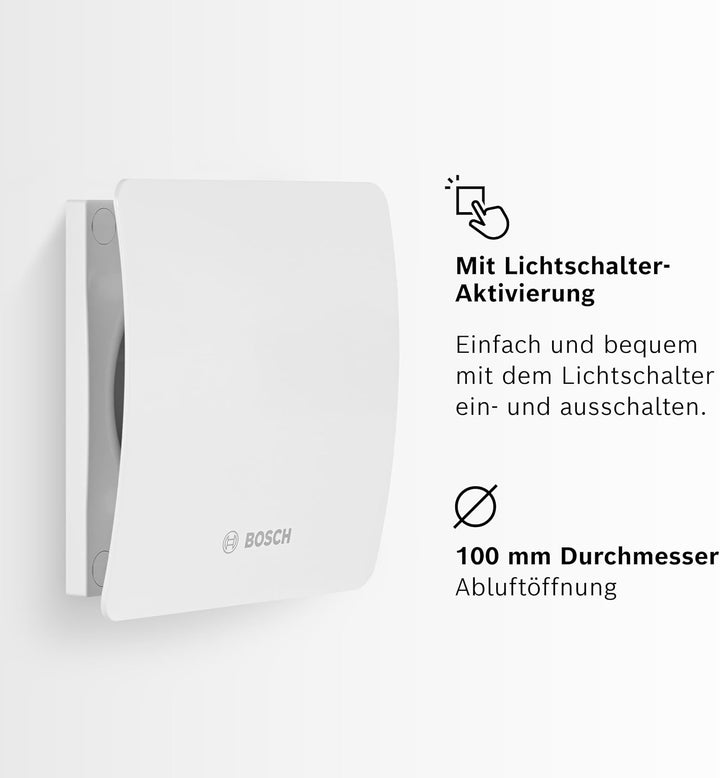 Bosch Badlüfter Fan 1500 DH 100mm Durchmesser, mit Luftfeuchtigkeitssensor und einstellbare Nachlauf