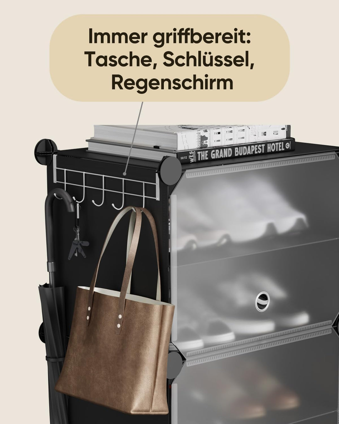 Sekey Schuhschrank 6 Fächer aus PP – Selbstaufbau mit Hammer – Grosses Schuhregal für Familie (84x31
