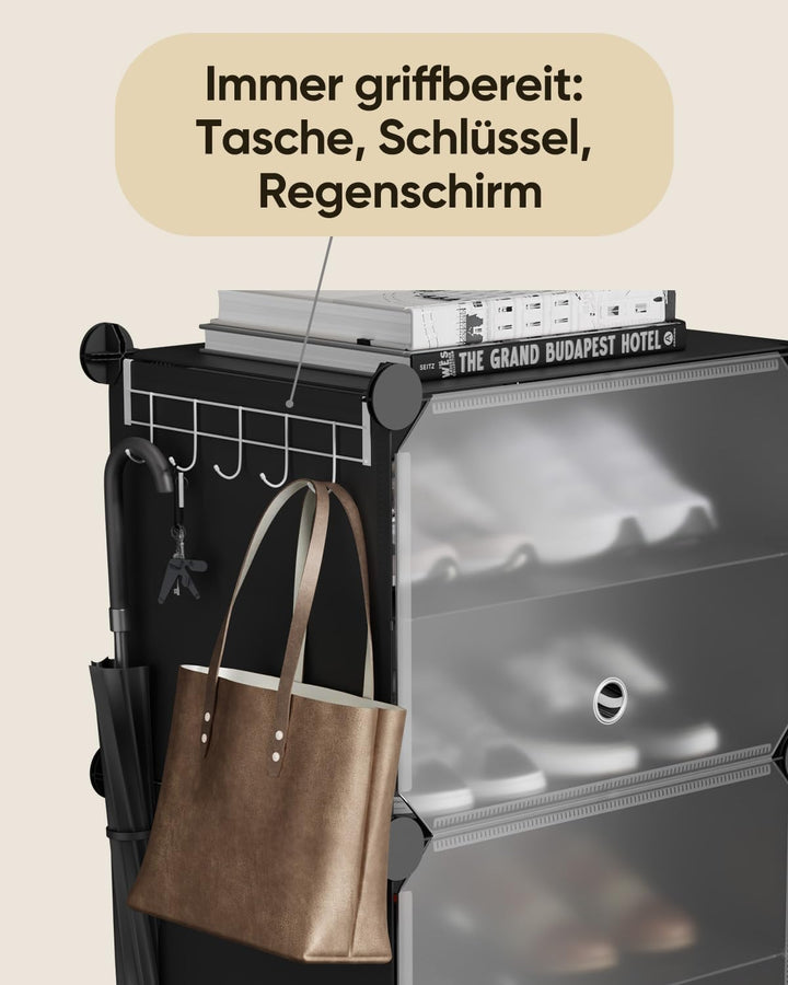 Sekey Schuhschrank 6 Fächer aus PP – Selbstaufbau mit Hammer – Grosses Schuhregal für Familie (84x31