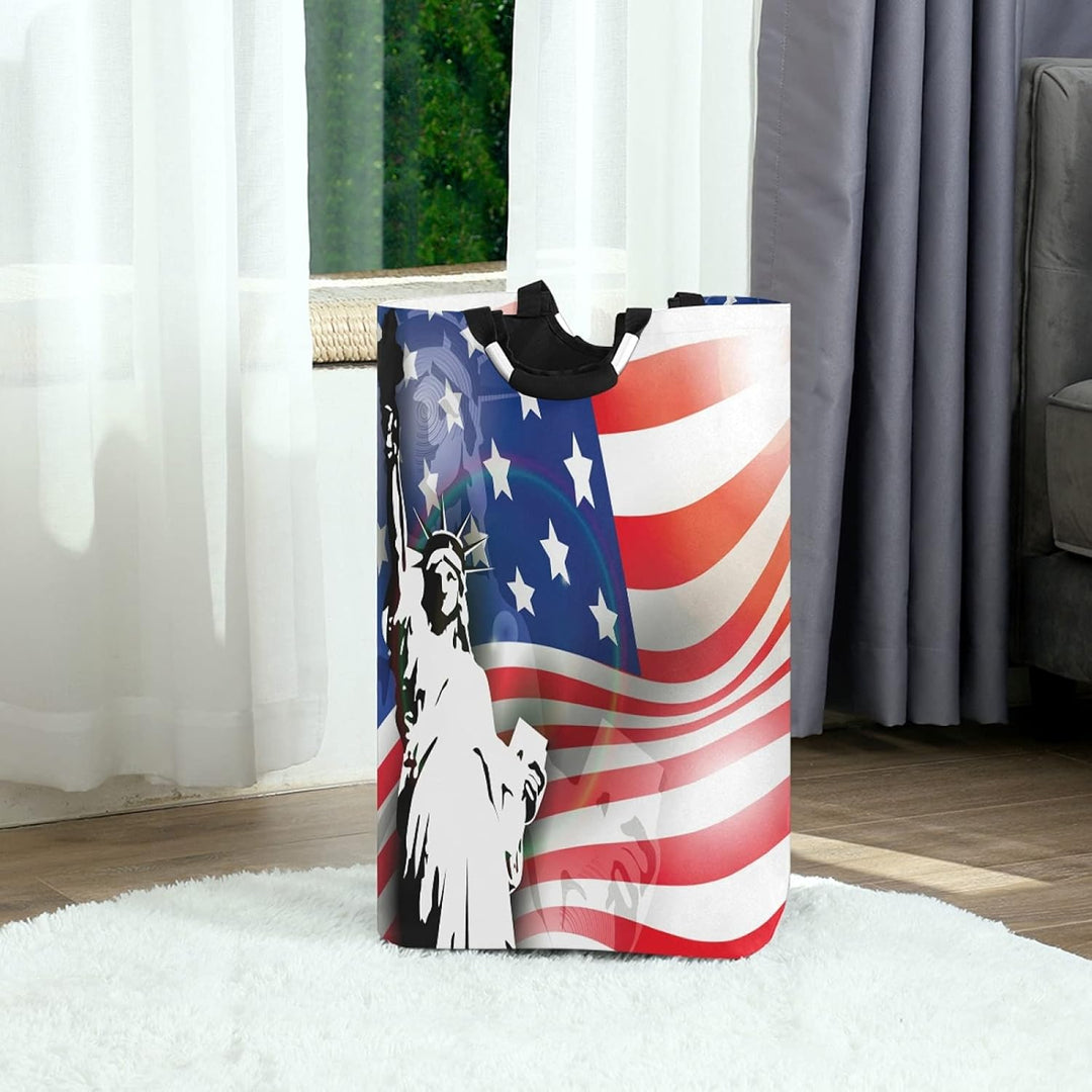 Statue Freiheit Amerika Grosser Wäschekorb Faltbar Wasserdicht Wäschesammler Vorratsbehälter Laundry