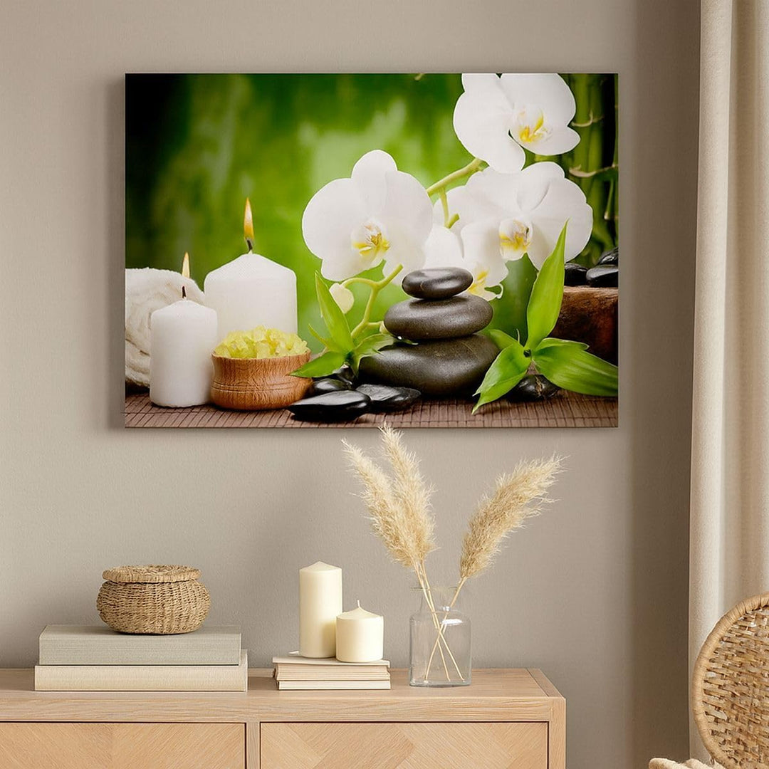 Bilder auf Leinwand 100x70cm Leinwandbild Blume aromatherapie spa Gross Wanddeko Bild Schlafzimmer K