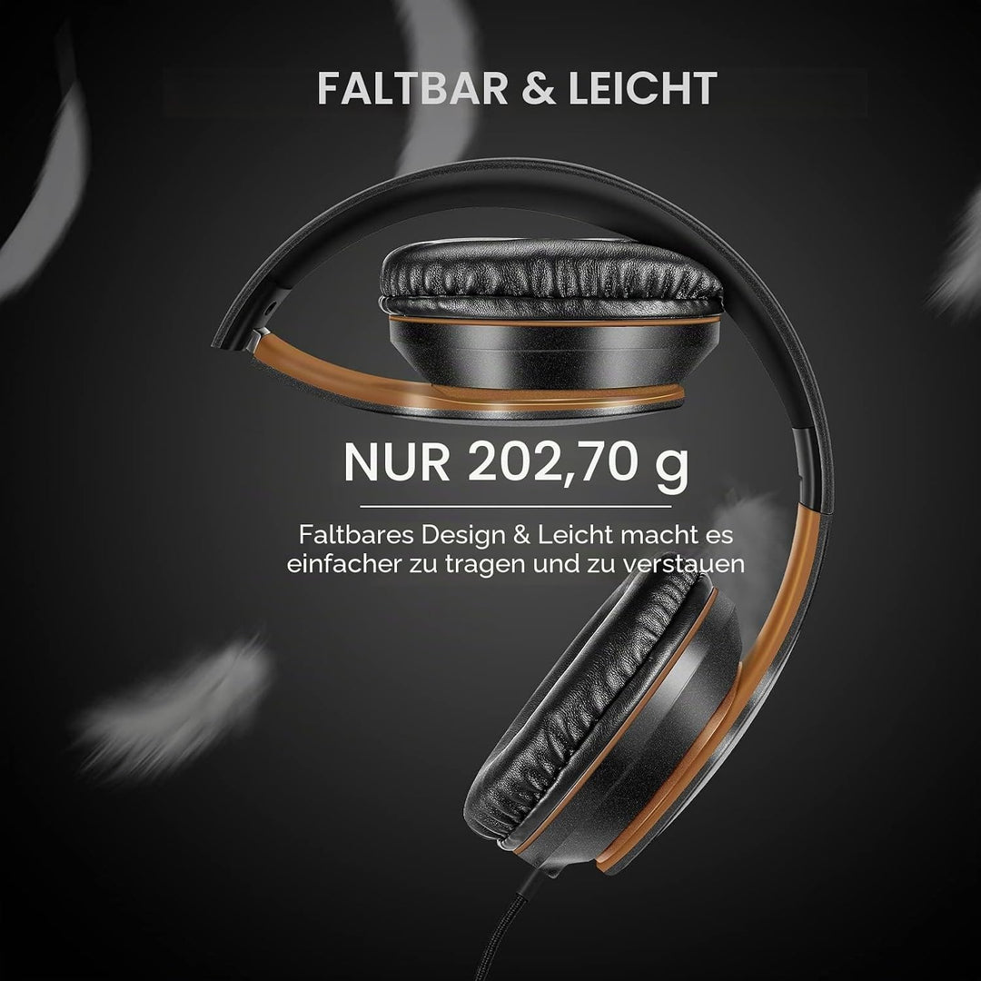 LORELEI X6 Over-Ear Headphones with Microphone, Lightweight Foldable & Portable Stereo Bass Headphon