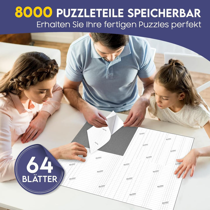 Nariolar Ultra-Haftung Puzzle Klebefolie, 64 Super Puzzlekleber zum Erhalt von 8 x 1000 Teile Puzzle