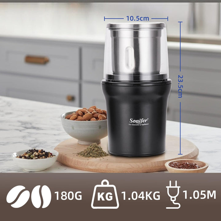 Elektrische Gewürzmühle Kaffeemühle 100g Kapazität 300W Leistung Abnehmbarer Edelstahlbehälter zum M