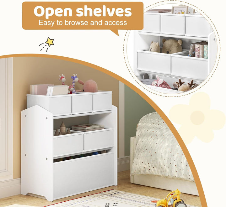 Lestarain Kinderregal mit 9 Aufbewahrungsboxen, Spielzeugregal, Regal Kinderzimmer Spielzimmer, Kind