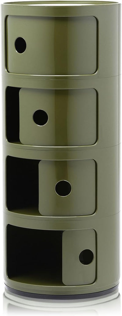 Kartell Componibili, 4 Elements, Grün, Runde Basis 4-fächer Grün, 4-fächer Grün