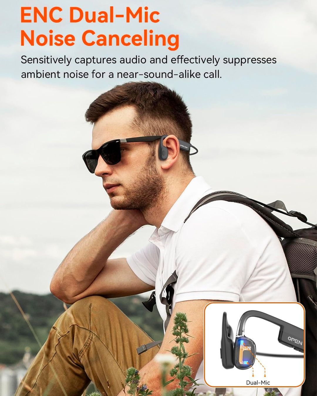 SANOTO Knochenschall Kopfhörer, Open Ear Kopfhörer Bluetooth 5.3, 8 Stunden Akkulaufzeit, Bone Condu