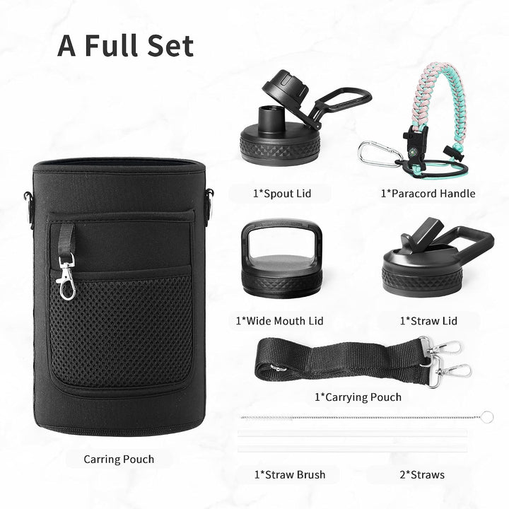Trebo Wasserflasche 1.8 l mit Paracord-Griff, halbe Gallone, lebensmittelechter, doppelwandiger Vaku