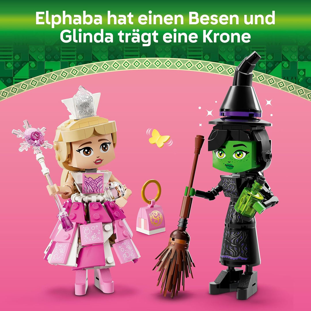 LEGO Wicked – Elphaba & Glinda Figuren – Spielzeug mit viel Zubehör, darunter EIN Besen, eine Krone,