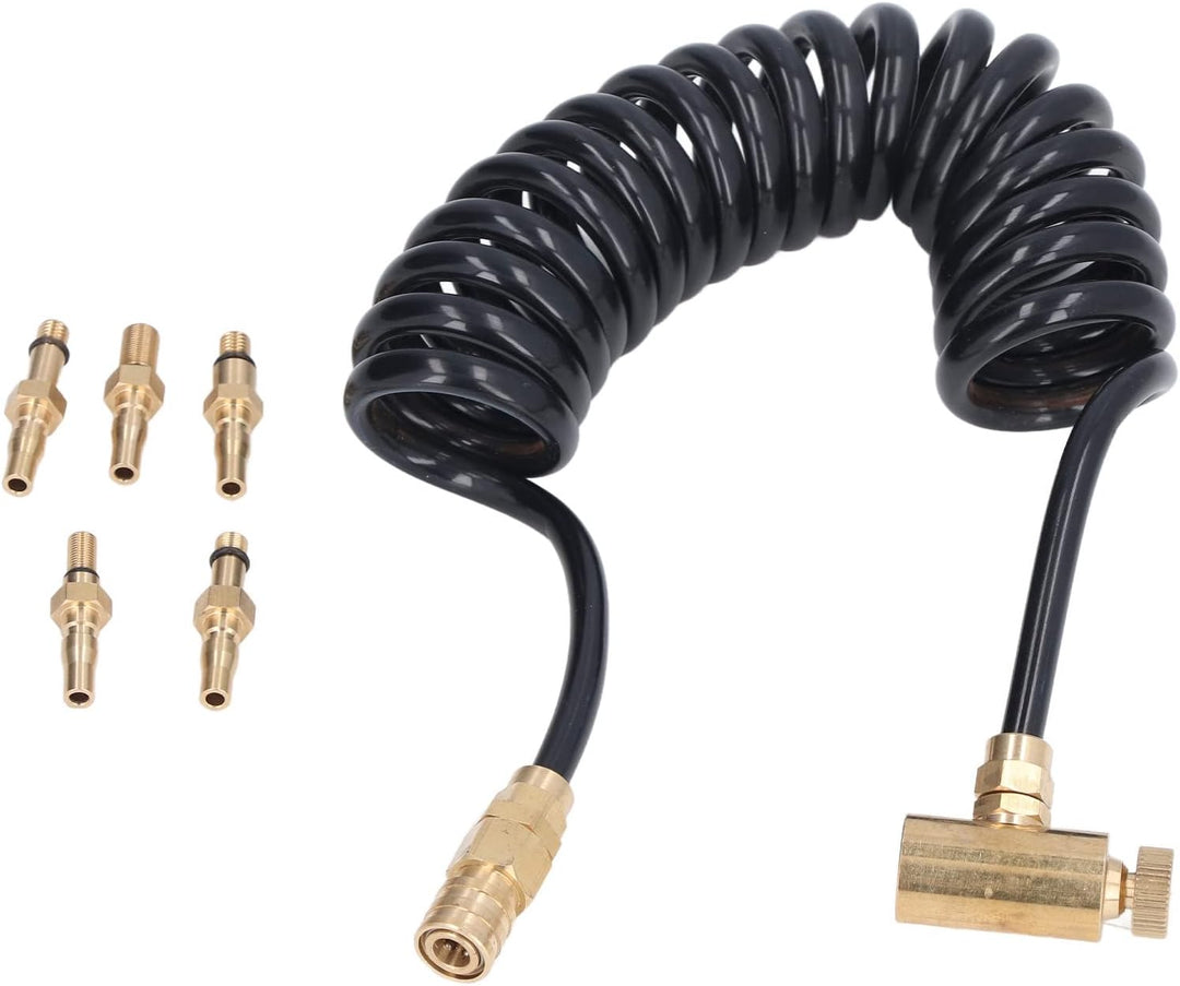 Airsoft Schlauch Set, 1,5M Flexibler Airsoft Schlauch + 5Stück Messing Adapter Set Air Gun Zubehör,