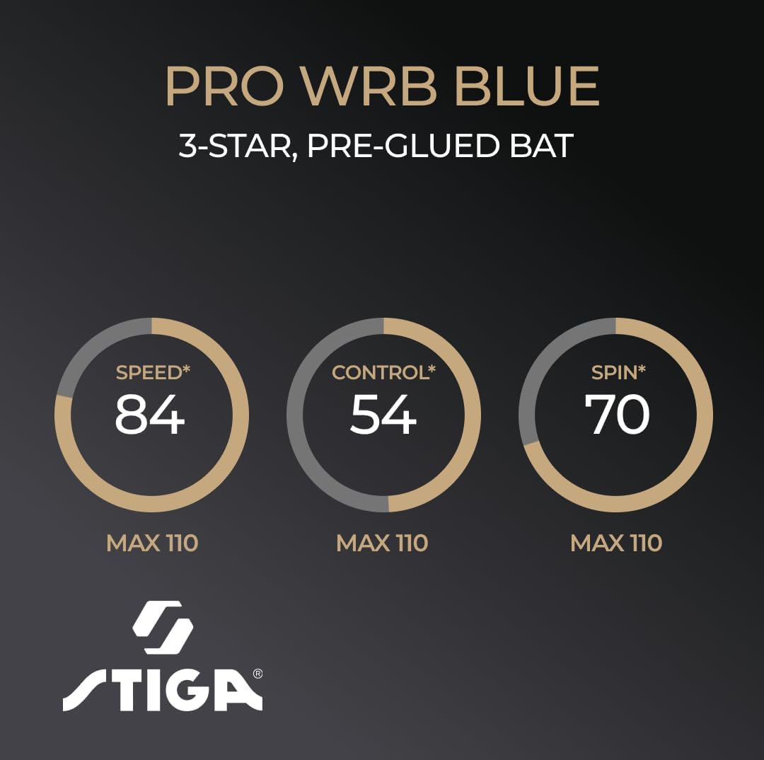 STIGA Tischtennisschläger Pro WRB Blue Edition - 3-Sterne Tischtennis Schläger mit Blauem Belag