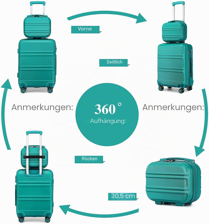 KONO 2er Kofferset ABS Hartschalen Hardcase Trolley TSA-Schloss 55cm Reisekoffer Boardcase + Handgep