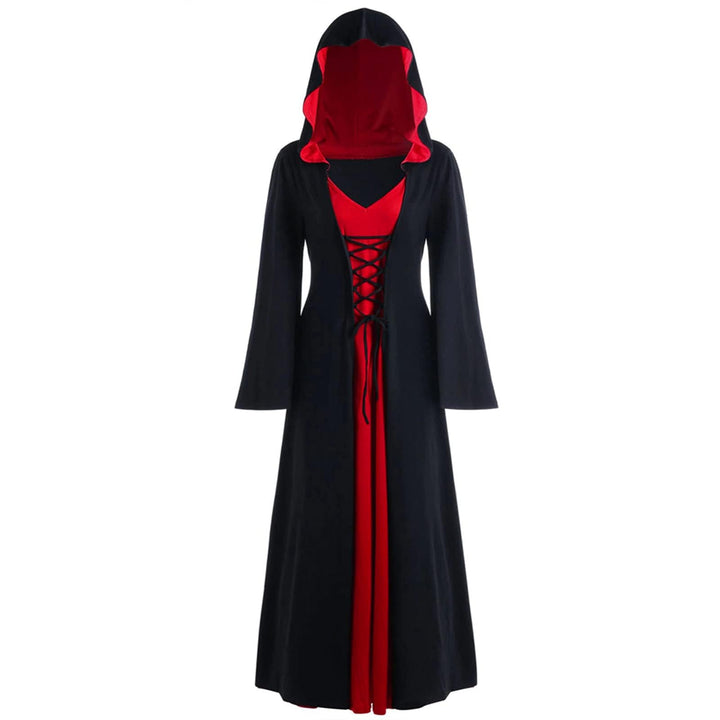 FSUJWOA Frauen Halloween Kostüme für Erwachsene mittelalterlich Kapuze Maxi Kleid für Frauen Mode Ro
