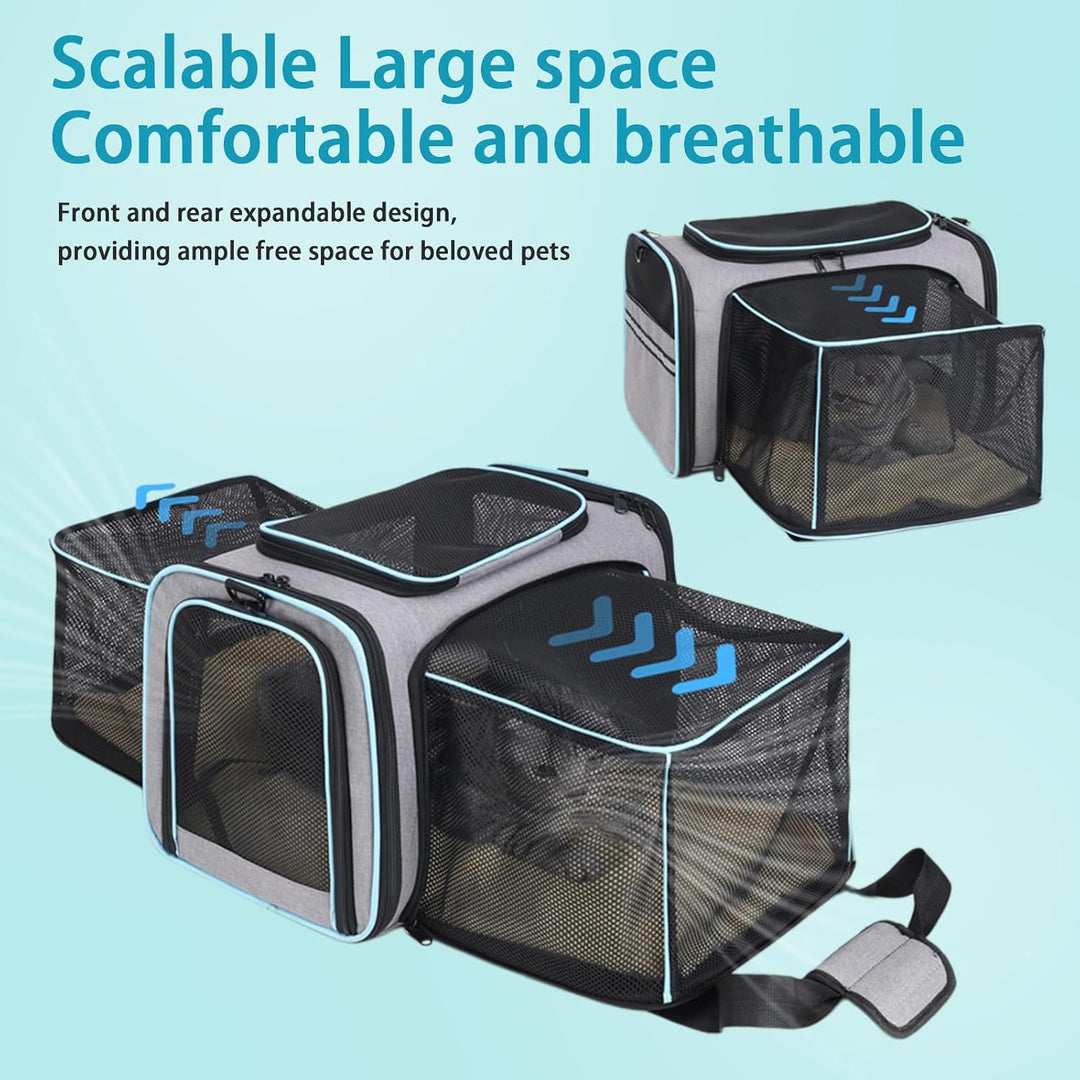 Transporttasche Erweiterbar, Faltbar Transportbox für Hunde Katzen, Katzentasche 47x28x28cm Hundetas
