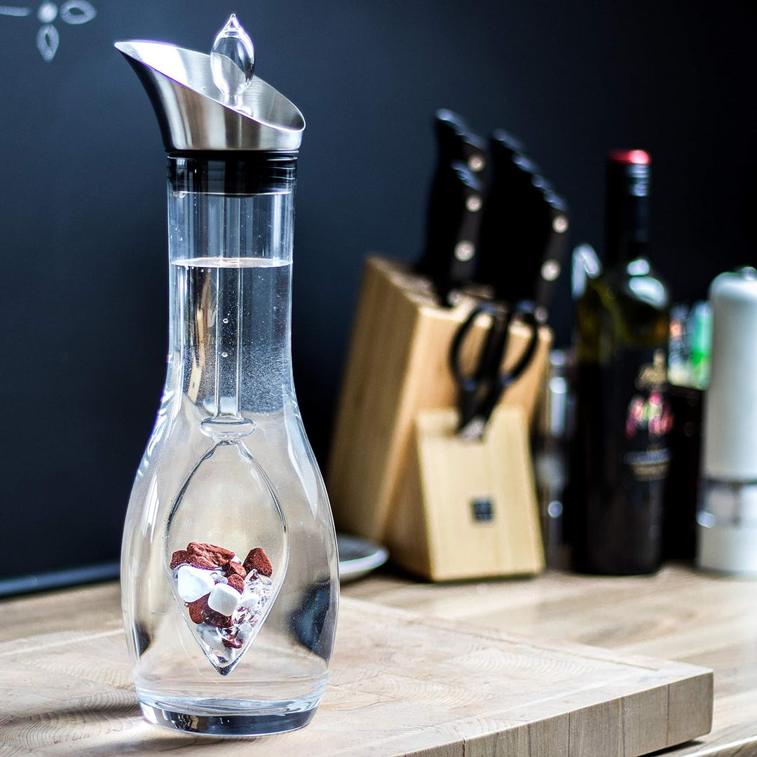 VitaJuwel FITNESS Edelsteinwasserset für Zuhause (Karaffe Era & Phiole) mit Roter Jaspis, Magnesit &