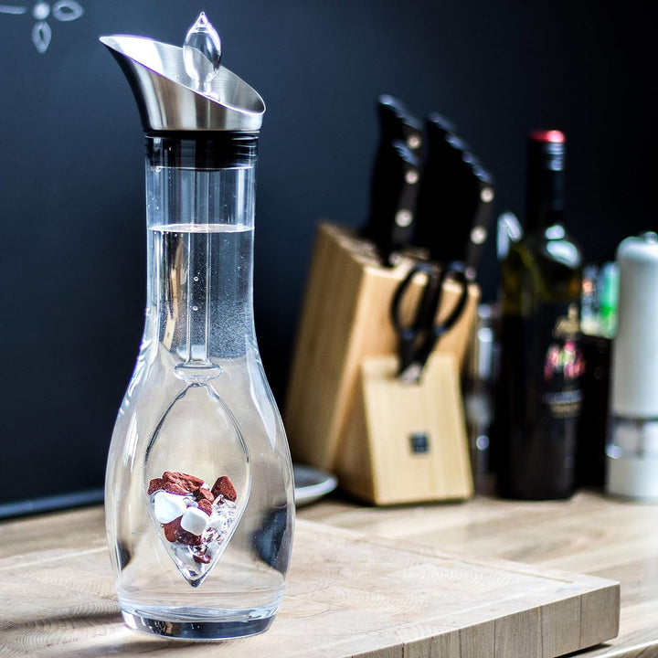 VitaJuwel FITNESS Edelsteinwasserset für Zuhause (Karaffe Era & Phiole) mit Roter Jaspis, Magnesit &