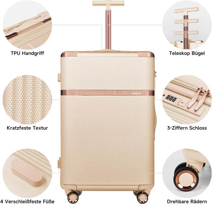 HOMELUX Kofferset 3 Teilig (M/L/XL) Hartschale,Teleskop Bügel, ABS | Reisekoffer mit 4 360° Rollen &