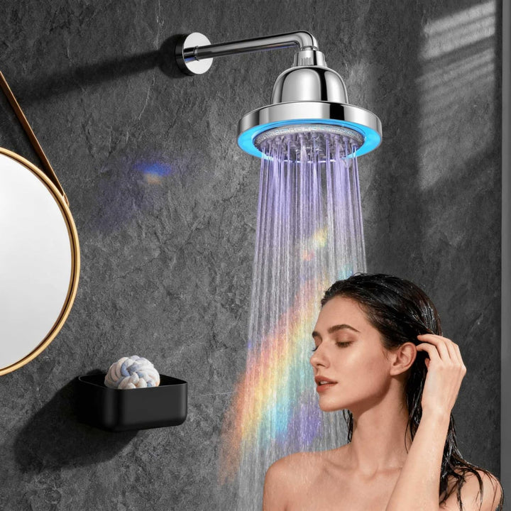 Regendusche LED Temperatur, 3 Farben Temperaturregelung, 7 Duschmodi Regendusche mit Licht Beleuchtu