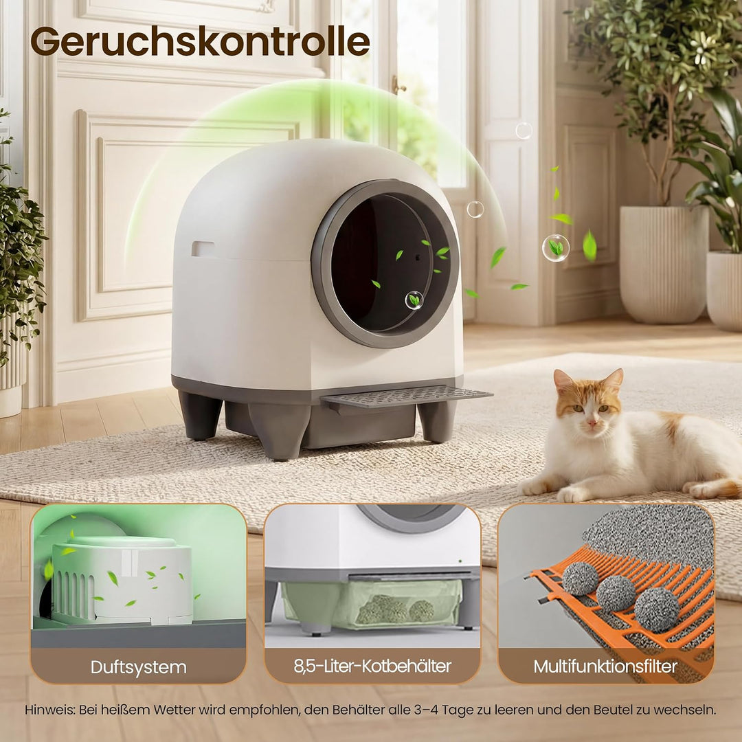 Devoko katzenklo selbstreinigend, 90L selbstreinigende katzentoilette mit niedrigem Einstieg/grossem