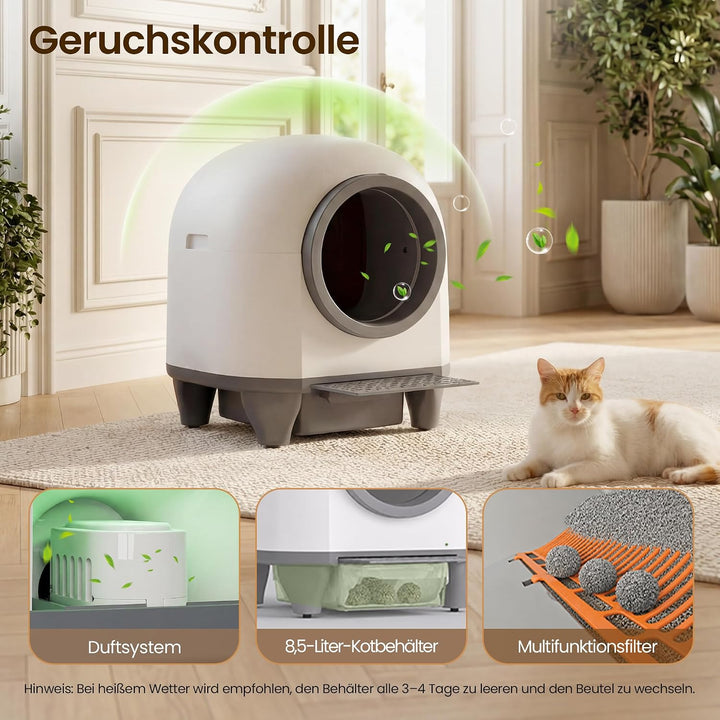 Devoko katzenklo selbstreinigend, 90L selbstreinigende katzentoilette mit niedrigem Einstieg/grossem