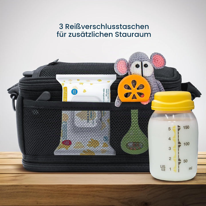 ENCASED Isoliertasche für Muttermilch – Passend für 6 Medela Express Flaschen, Kühltasche mit integr