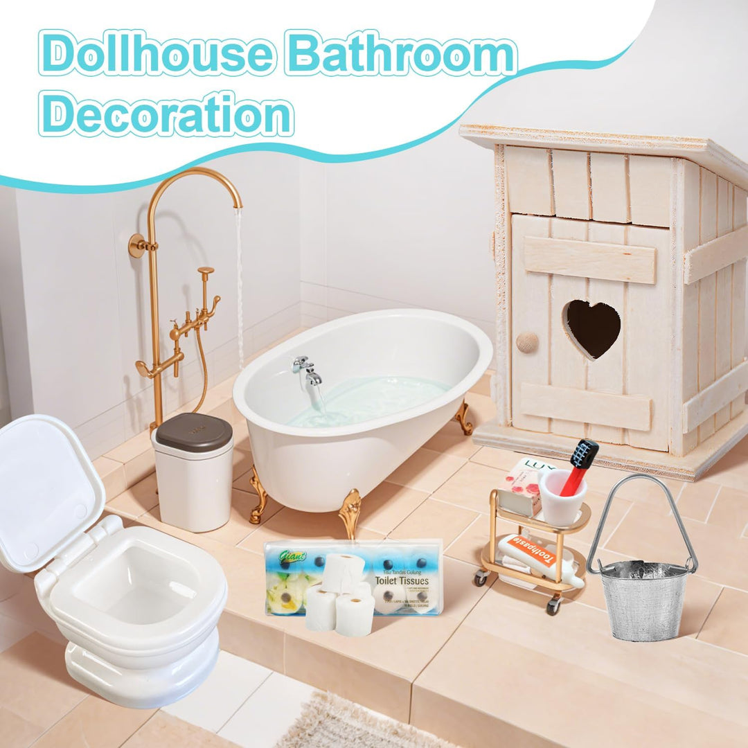 8 Stück Miniatur Toilettenhäuschen Miniatur Deko Badezimmer Puppenhaus Zubehör Wichtel Zubehör Minia
