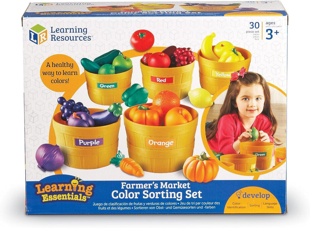 Learning Resources Farbsortierset Bauernmarkt, Spielzeug Obst und Gemüse, Lernspielzeug, Sortierspie