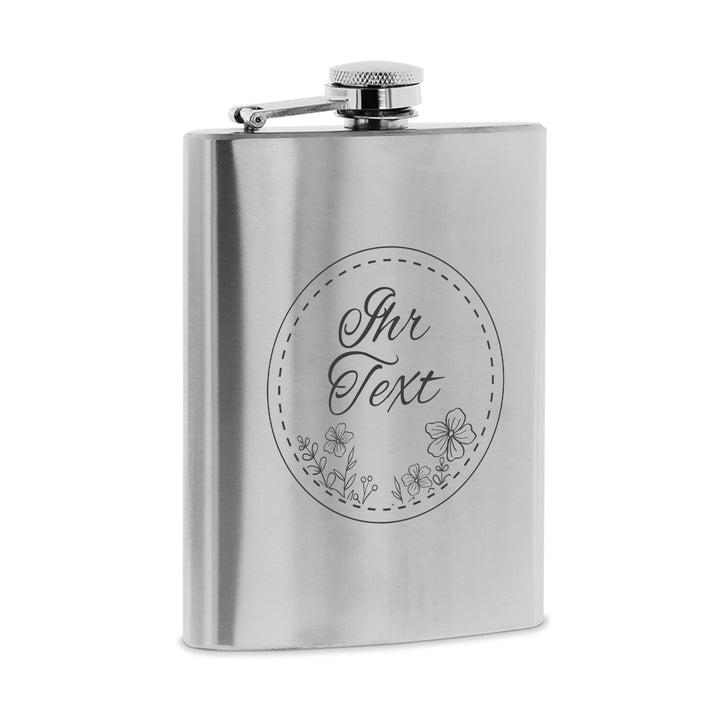 stempel-fabrik – personalisierbarer Flachmann aus Edelstahl mit Name – Motiv Papierdekor – Taschenfl