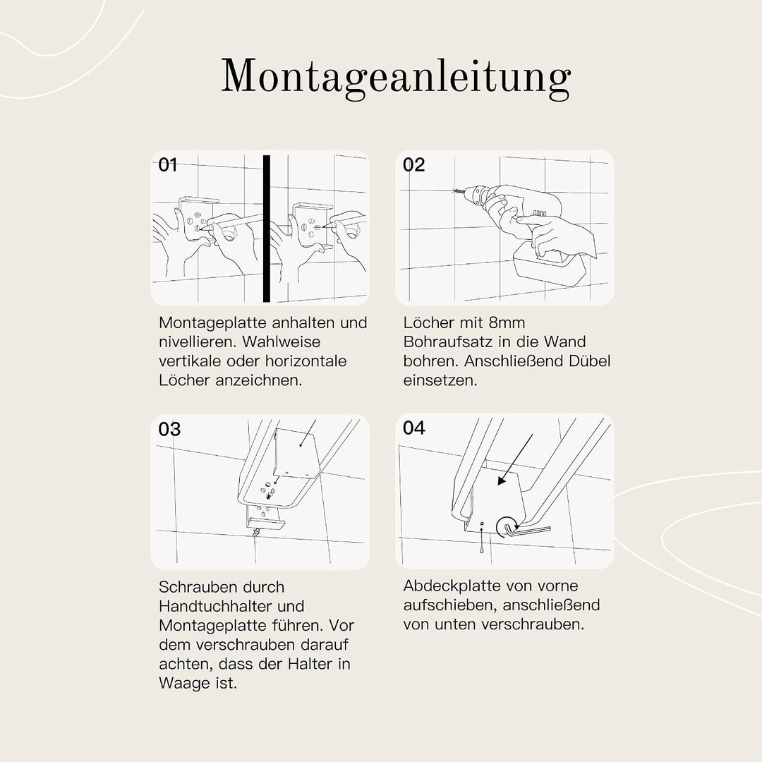 Designfabrik Hamburg Handtuchhalter zweiarmig 42 cm | Doppel Handtuchstange für Bad &amp; Küche | Handtu