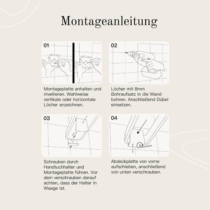 Designfabrik Hamburg Handtuchhalter zweiarmig 42 cm | Doppel Handtuchstange für Bad &amp; Küche | Handtu