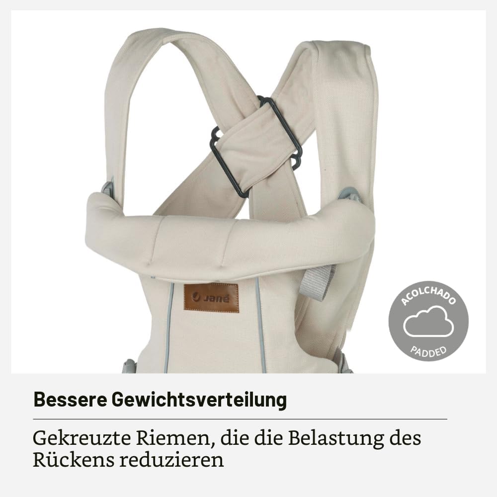Jané Dual, ergonomische Babytrage, von Geburt bis 15 kg, 3 Positionen, atmungsaktiv und gepolstert,