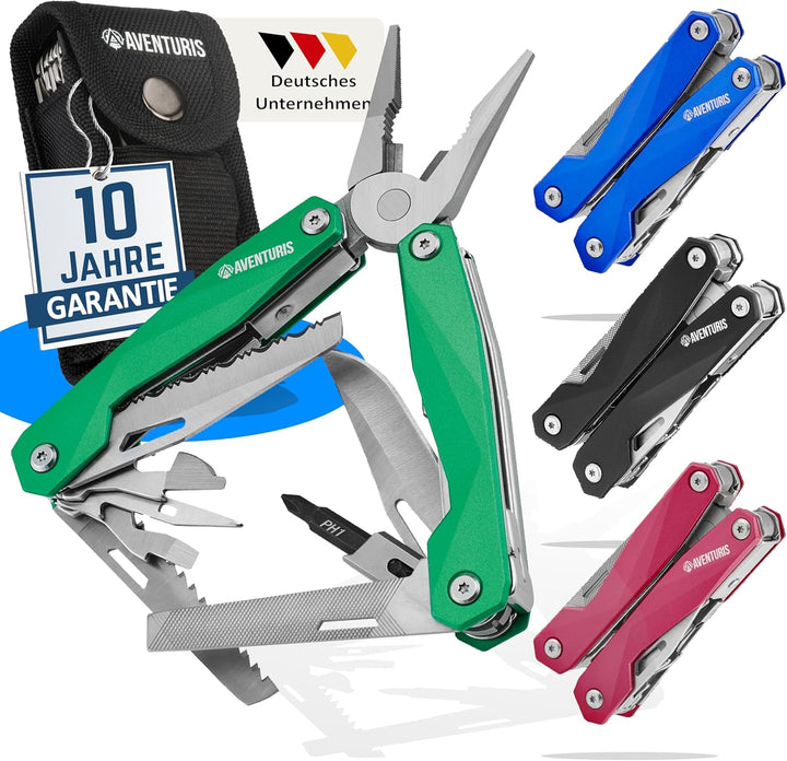 AVENTURIS® Multitool-Werkzeug [Edelstahl] mit 21 Funktionen, Geschenk für Mann, Multi tool mit Zange